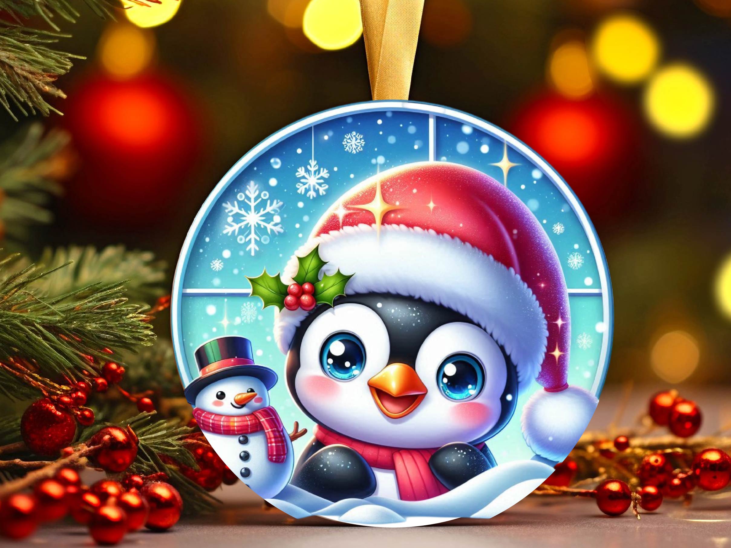 Christmas Round Penguin Ornament Clipart Bundle 4 - CraftNest - Digital Crafting and Art