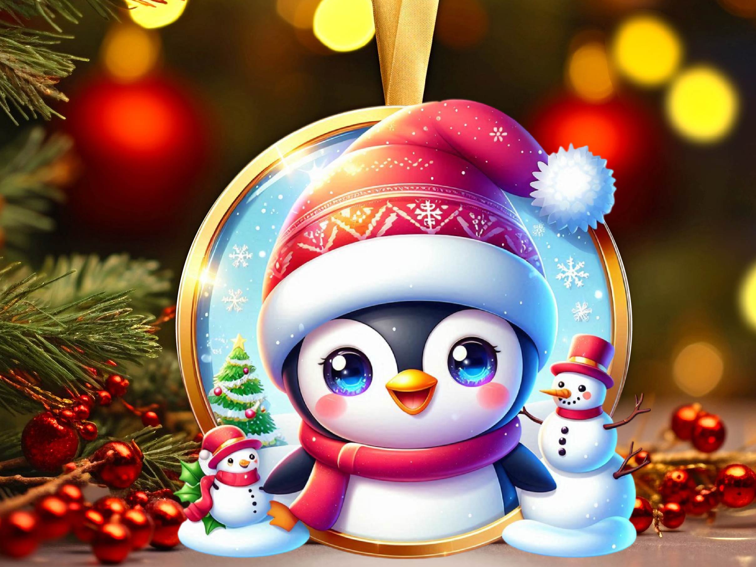 Christmas Round Penguin Ornament Clipart Bundle 5 - CraftNest - Digital Crafting and Art