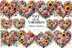Flower Hearts Valentine's Day Clipart Bundle - CraftNest - Digital Crafting and Art