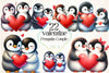 Valentine Penguin Couple Clipart Bundle