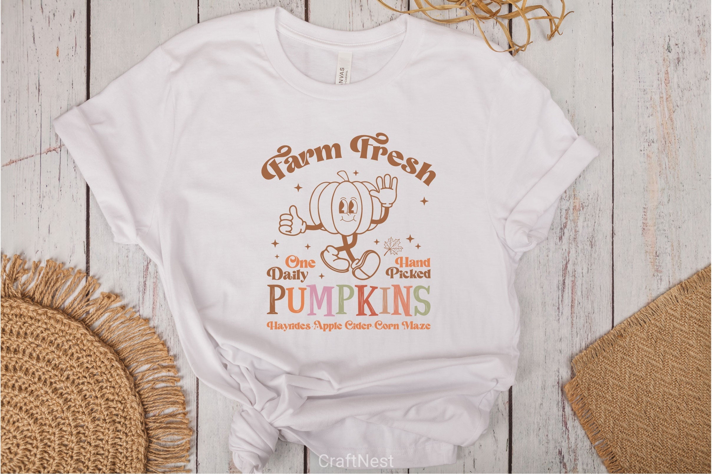 Farm Fresh One Daily Hand Picked Pumpkins Hayrides Apple Cider Corn Maze SVG Bundle