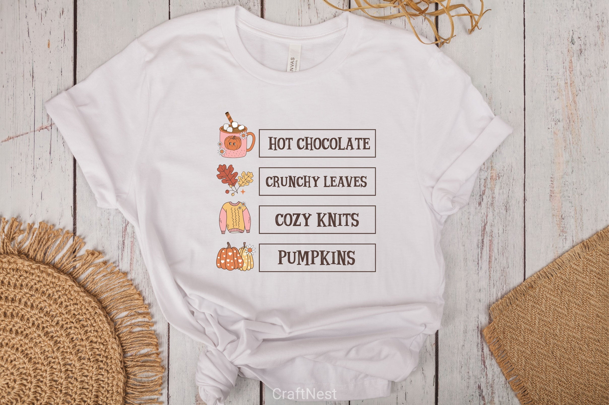 Hot Chocolate Crunchy Leaves Cozy Knits Pumpkins Clipart Bundle