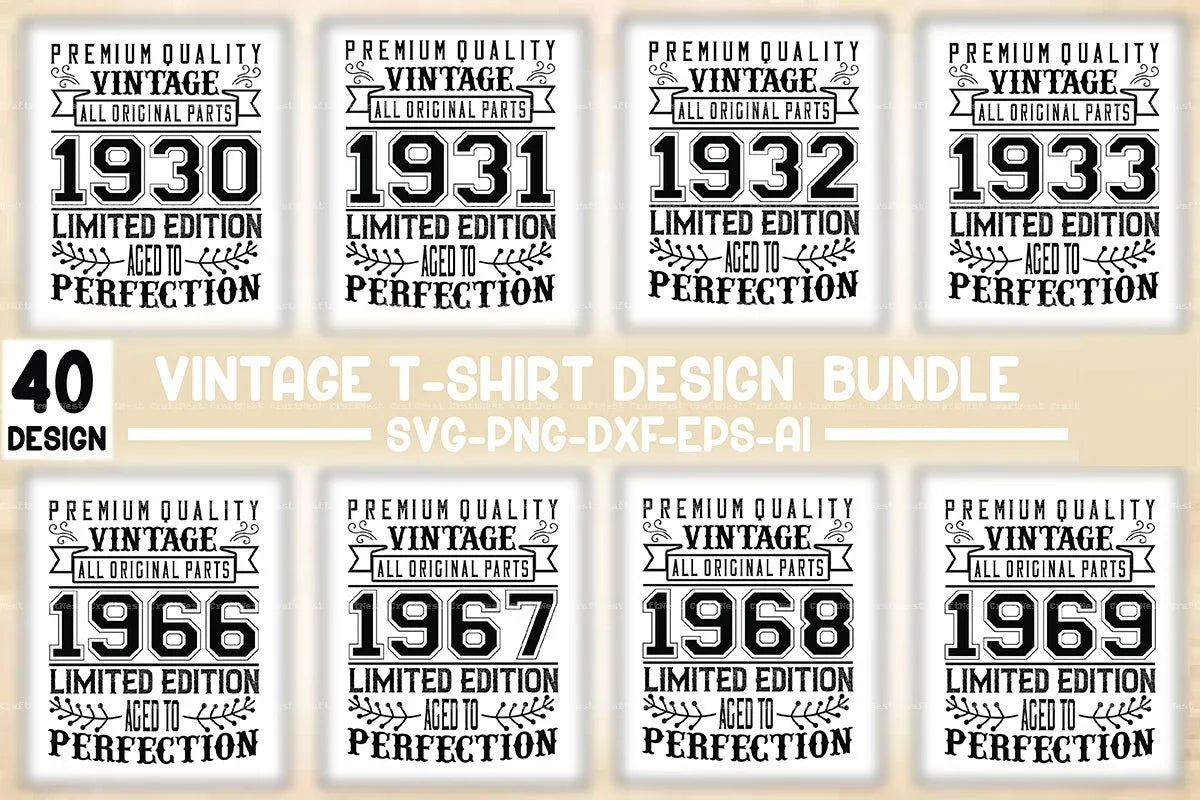 Vintage T-Shirt Design SVG Bundle 1 - CraftNest - Digital Crafting and Art