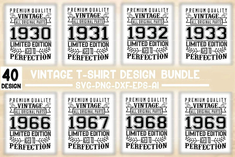 Vintage T-Shirt Design SVG Bundle 1 - CraftNest - Digital Crafting and Art