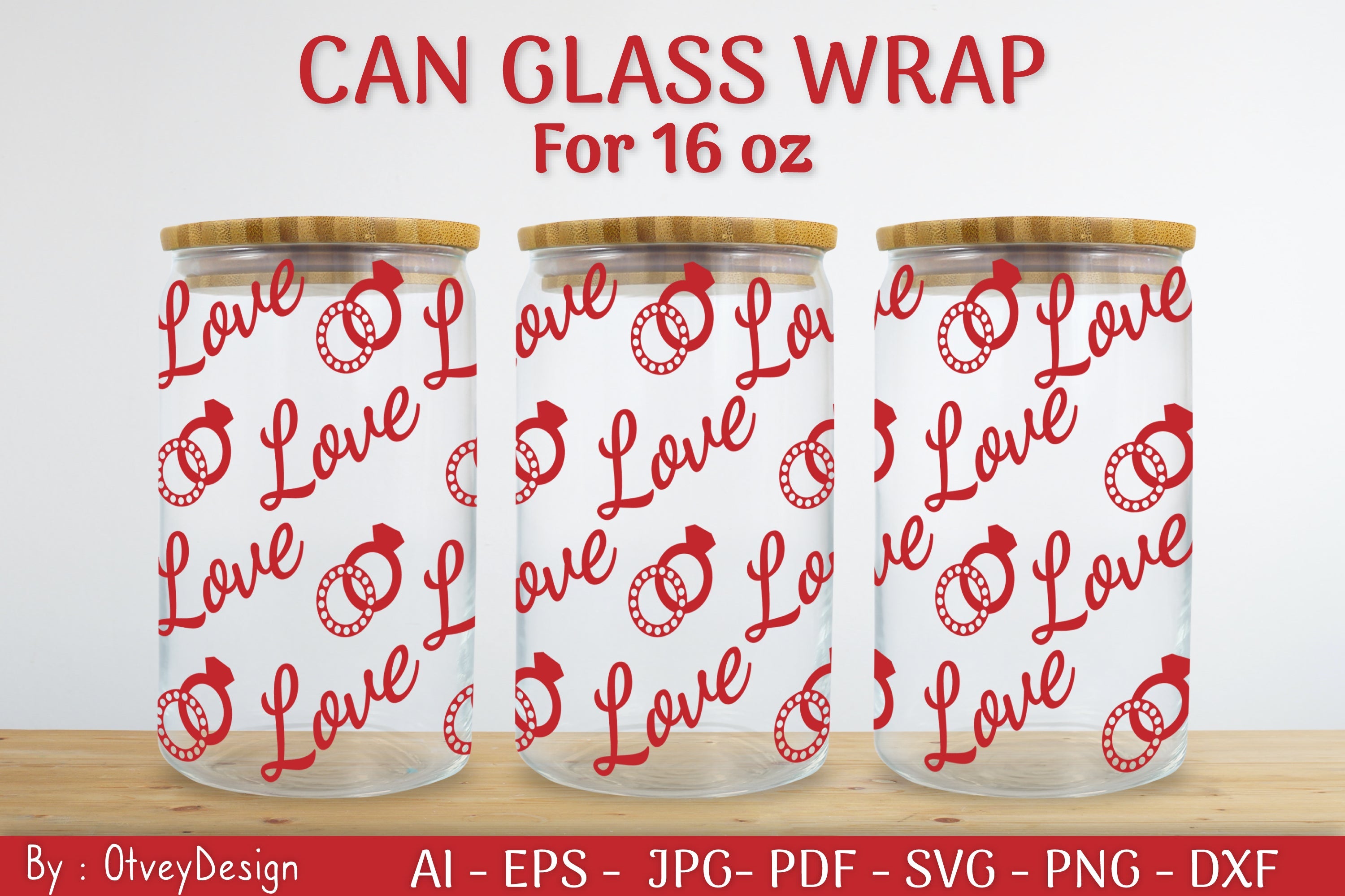 Valentine Can Glass 16 OZ SVG Bundle