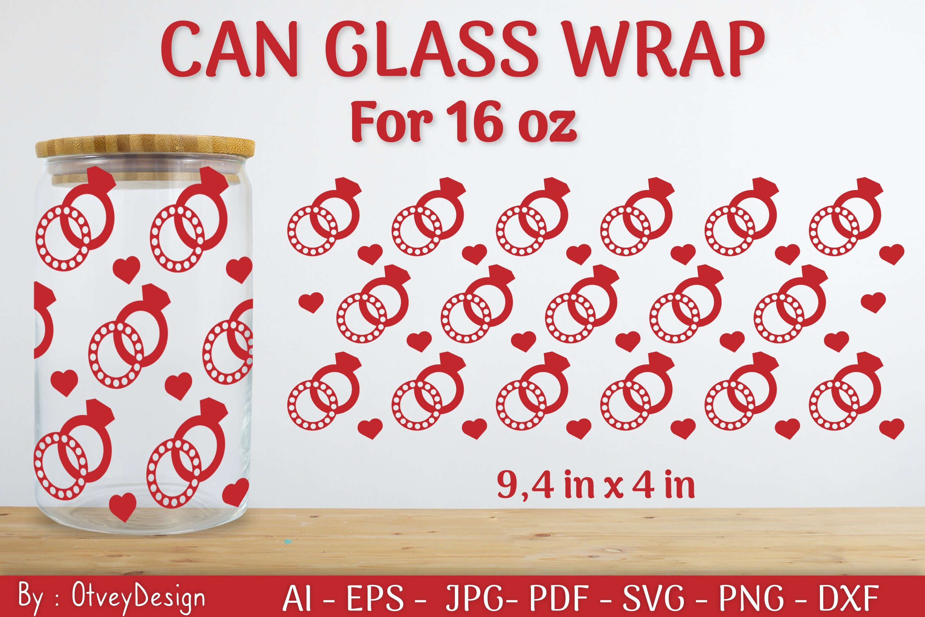 Valentine Can Glass 16 OZ SVG Bundle