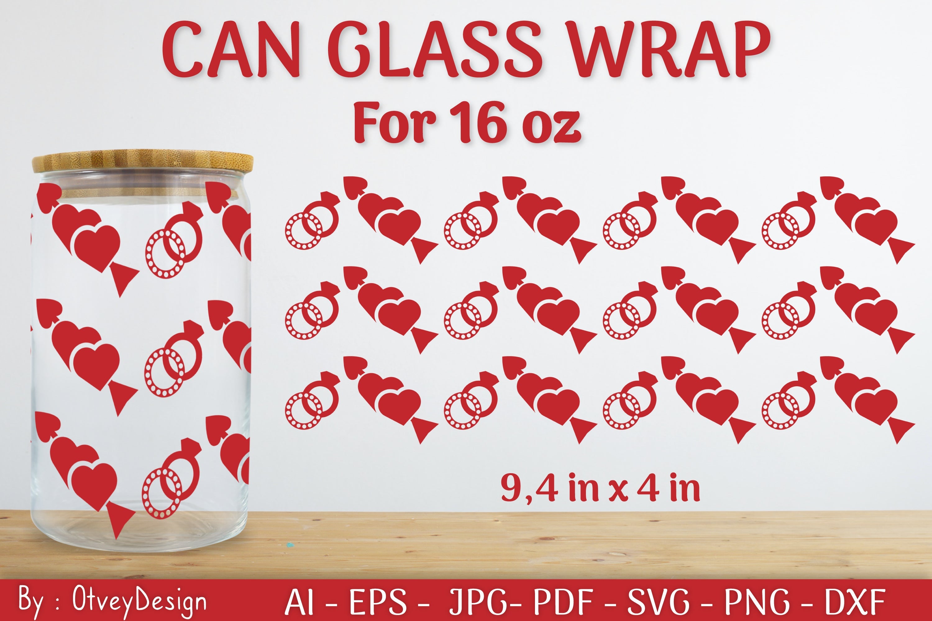 Valentine Can Glass 16 OZ SVG Bundle
