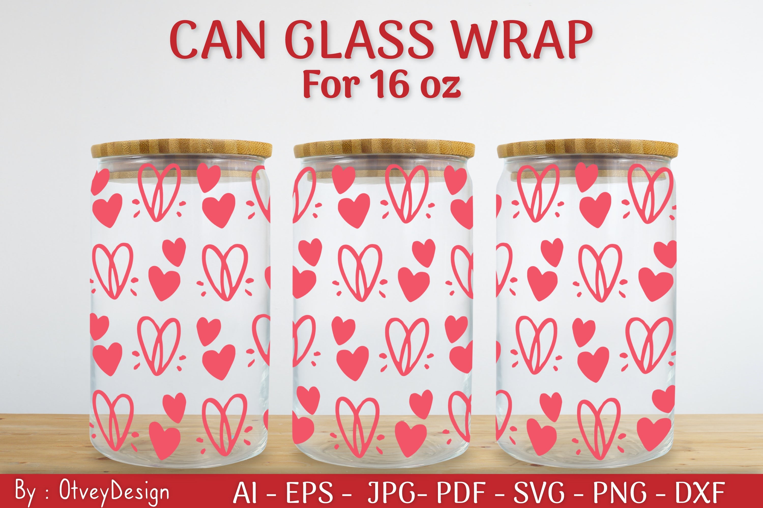 Valentine Can Glass 16 OZ SVG Bundle
