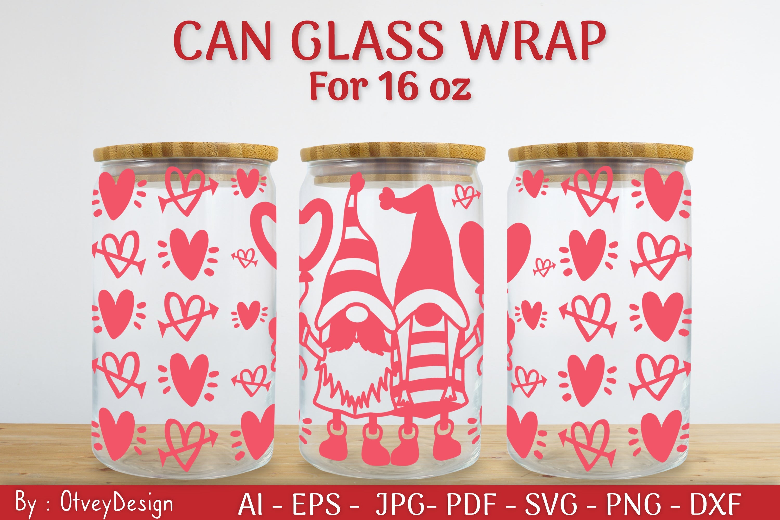 Valentine Can Glass 16 OZ SVG Bundle