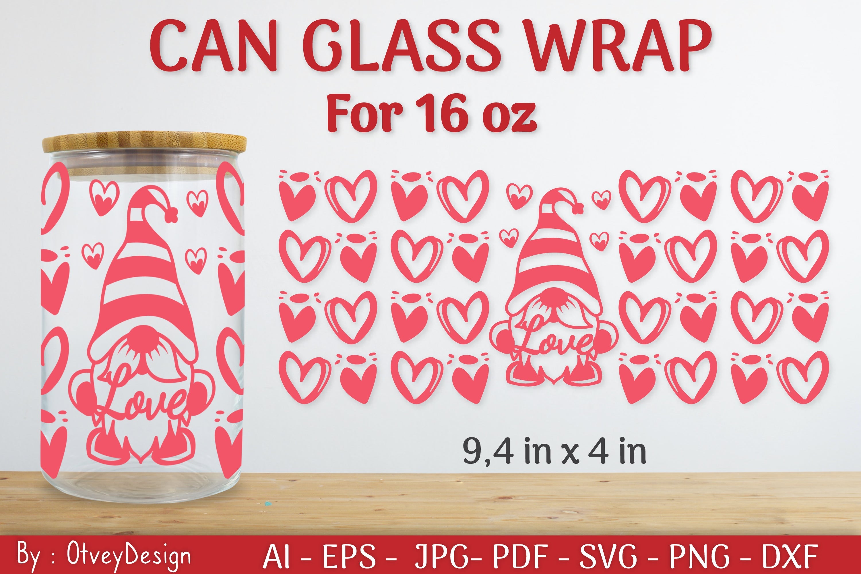 Valentine Can Glass 16 OZ SVG Bundle