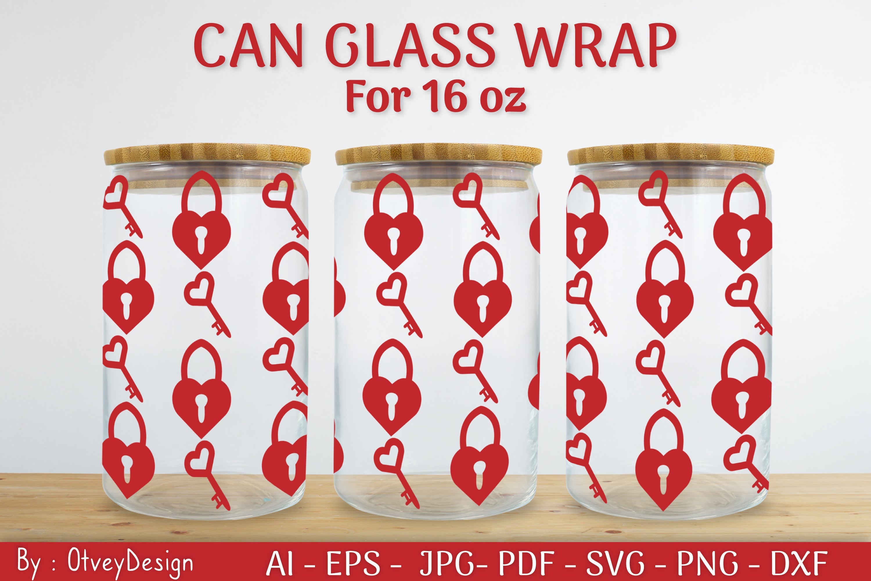 Valentine Can Glass 16 OZ SVG Bundle