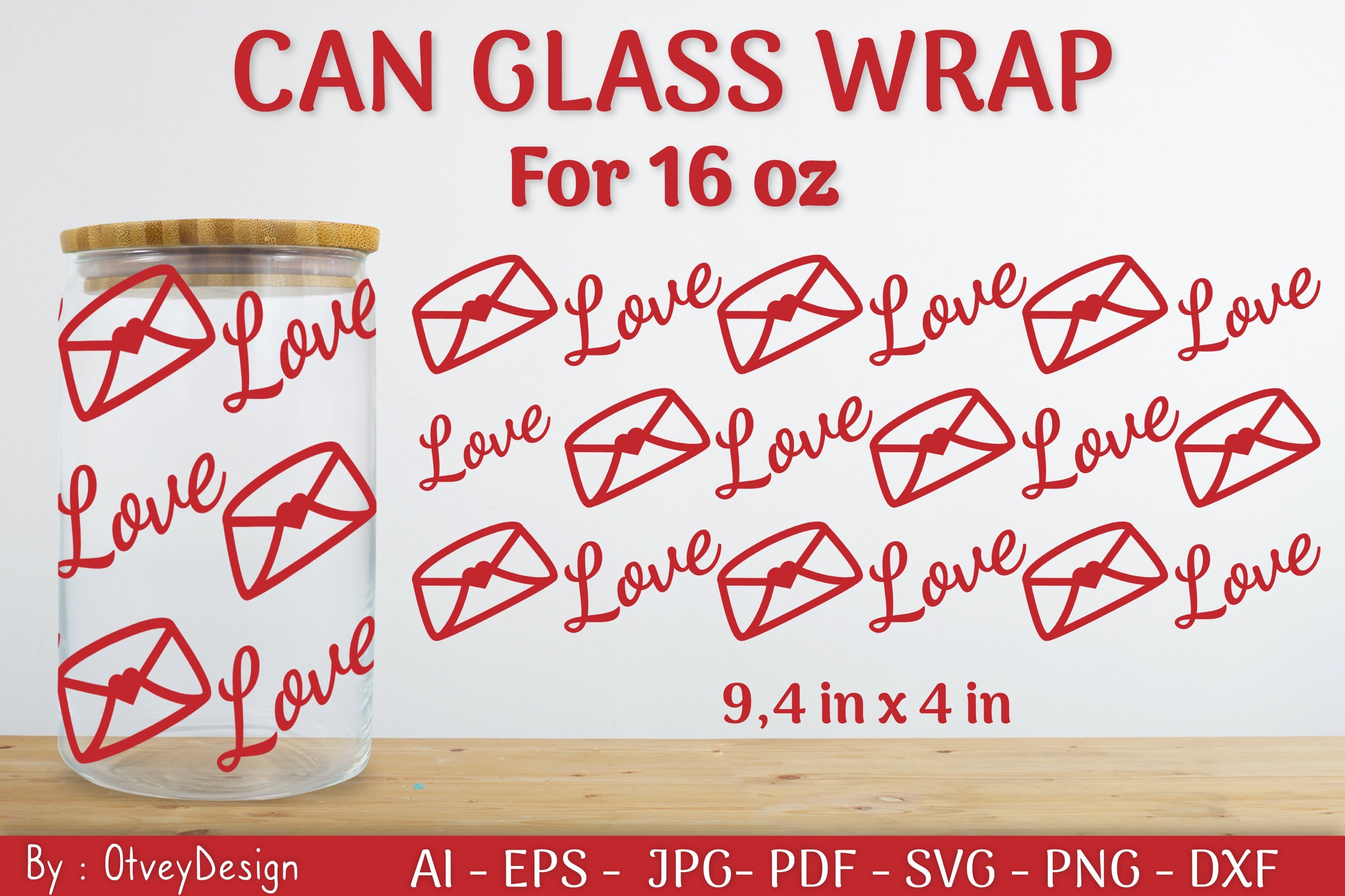 Valentine Can Glass 16 OZ SVG Bundle