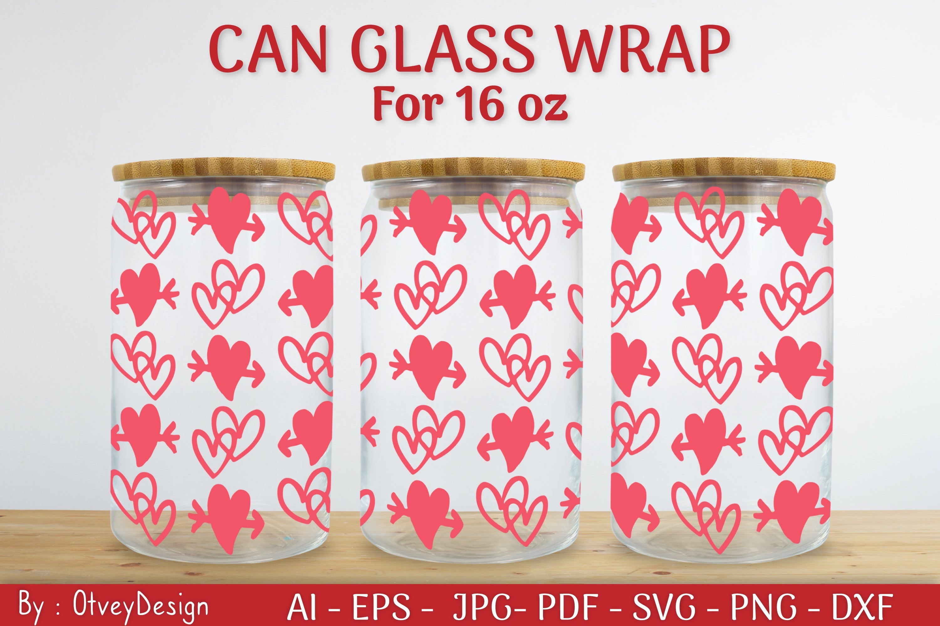 Valentine Can Glass 16 OZ SVG Bundle
