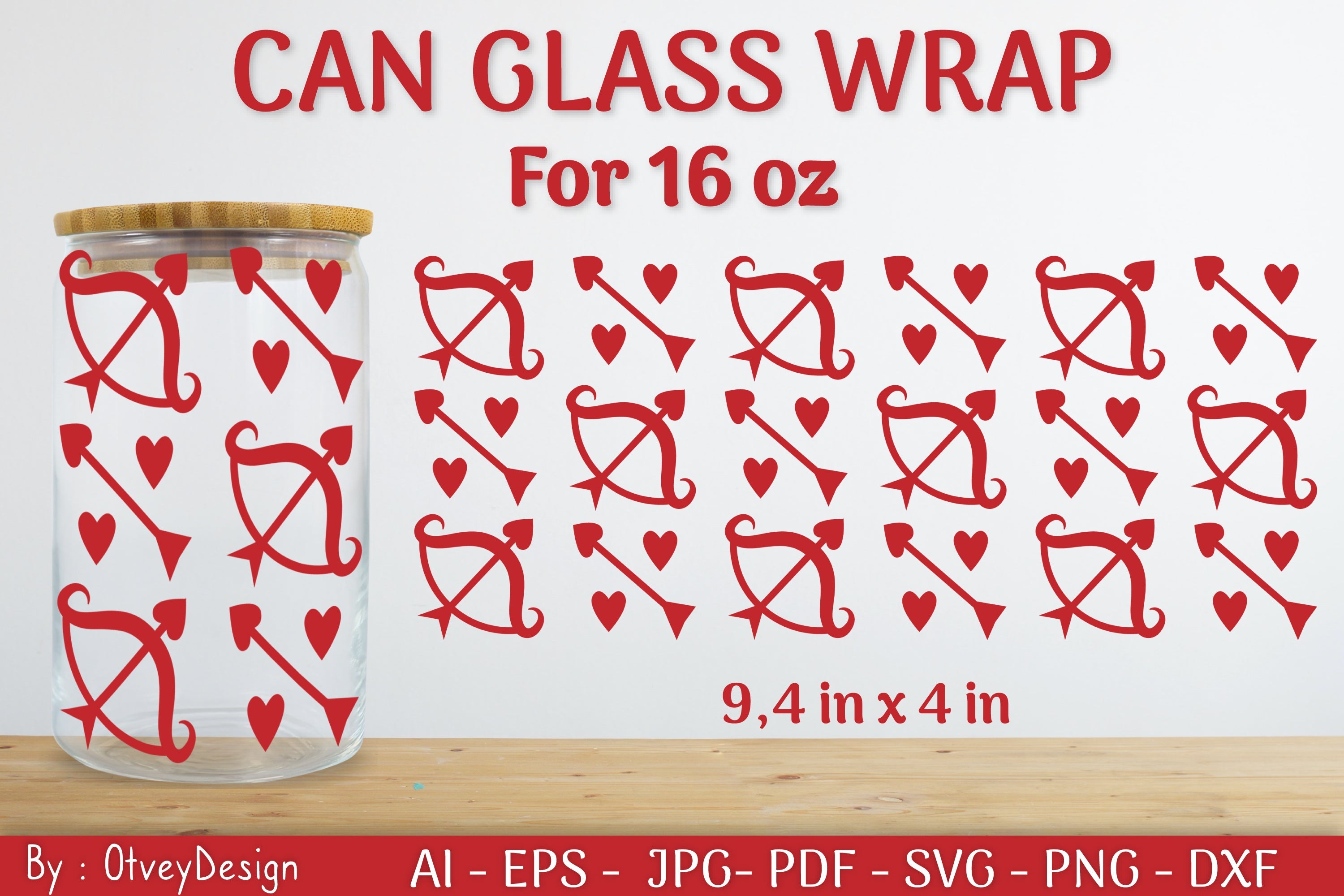 Valentine Can Glass 16 OZ SVG Bundle