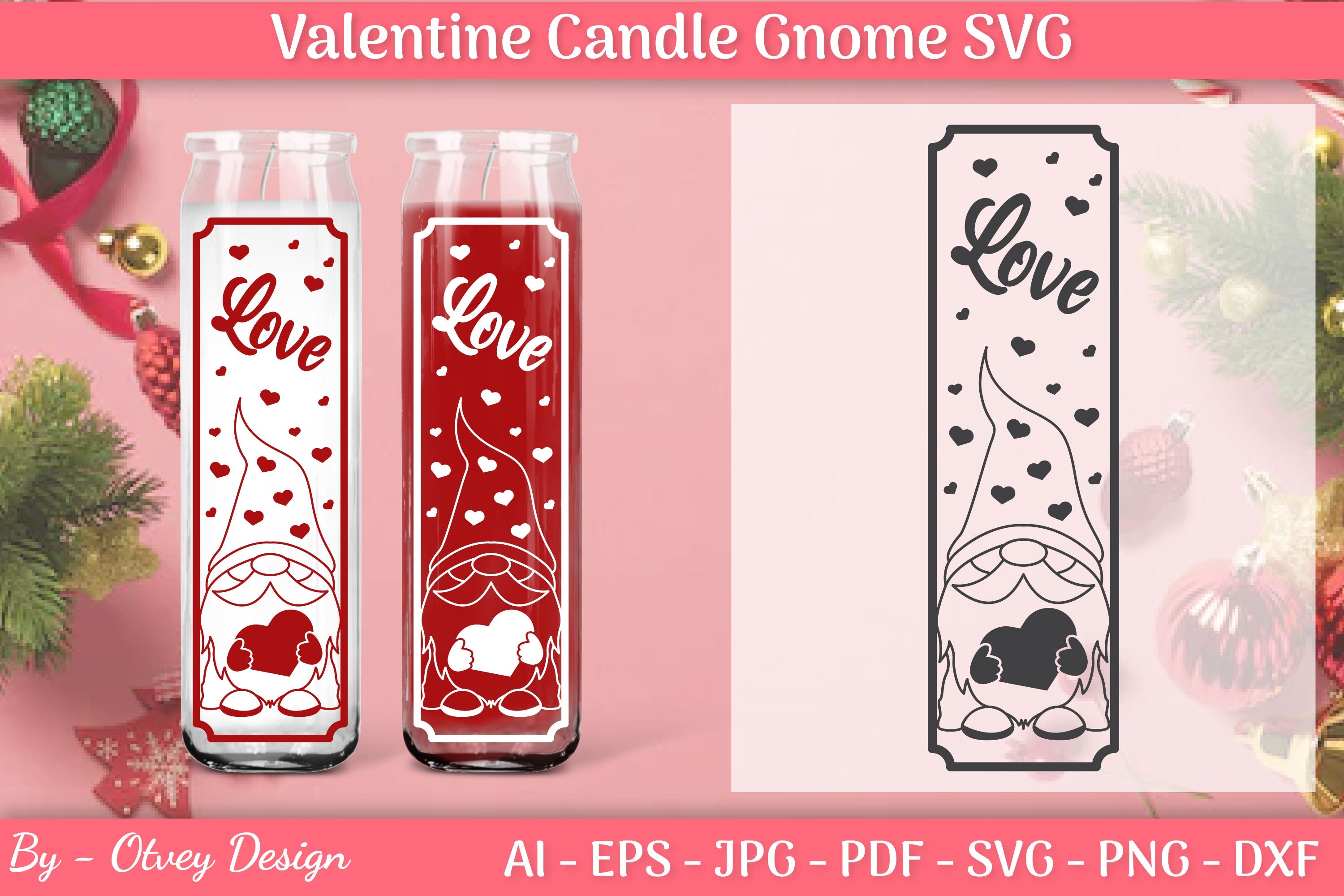Valentine Candle Gnome SVG Bundle