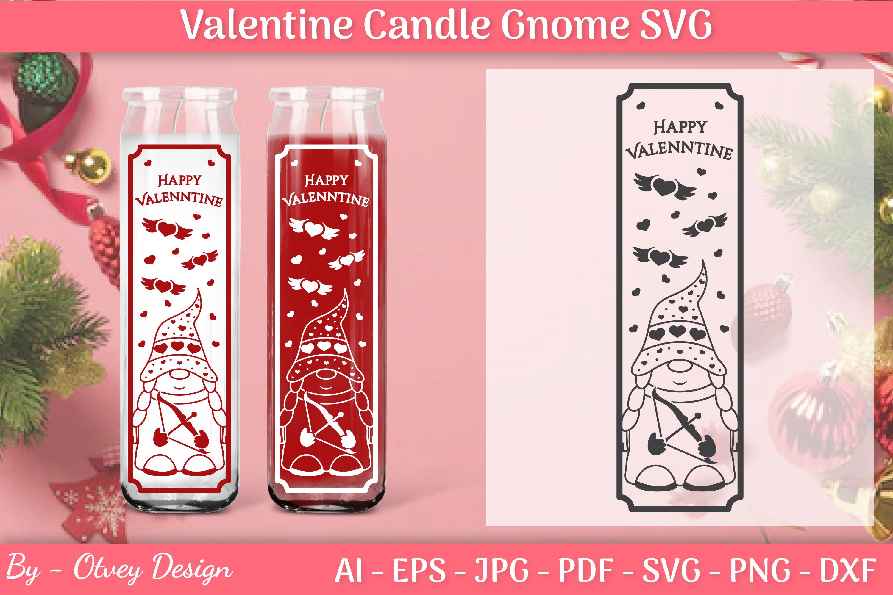 Valentine Candle Gnome SVG Bundle