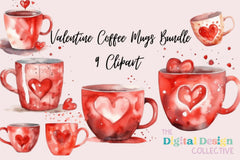Valentine Coffee Mugs Clipart Bundle - CraftNest - Digital Crafting and Art