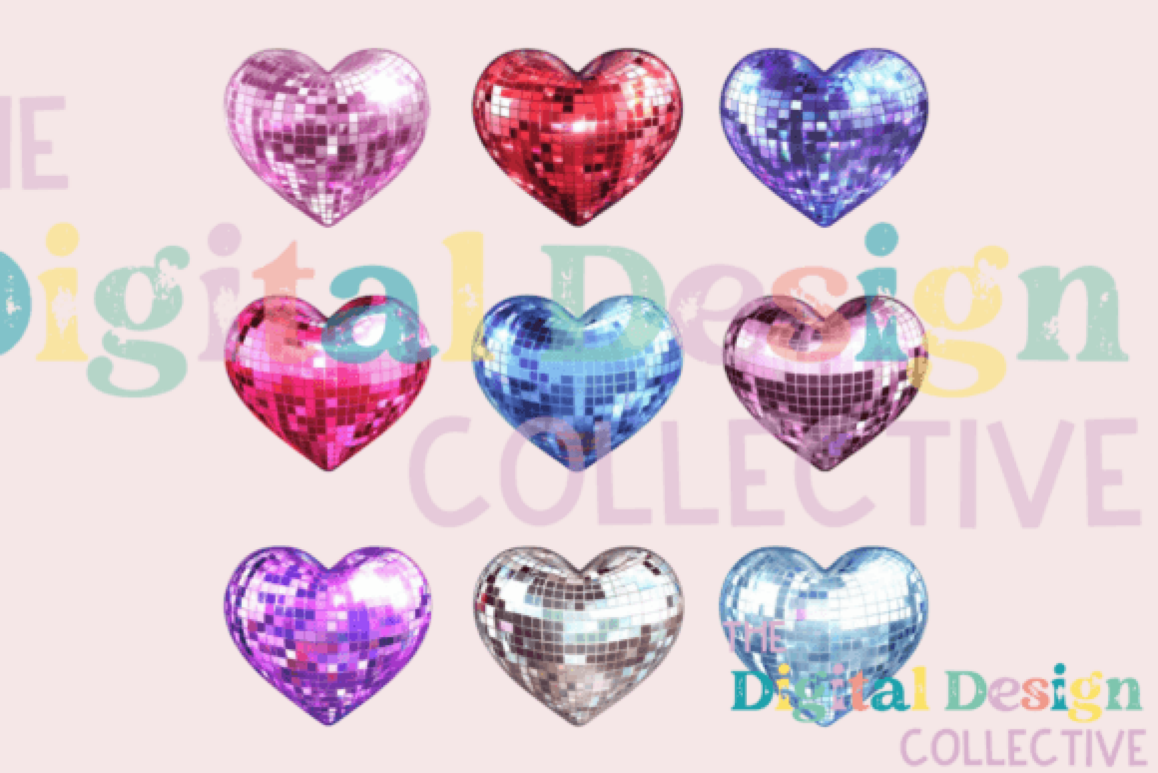 Valentine Disco Heart Clipart Bundle - CraftNest - Digital Crafting and Art