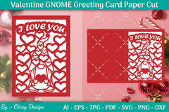 Valentine Gnome Greeting Card Papercut SVG Bundle - CraftNest - Digital Crafting and Art