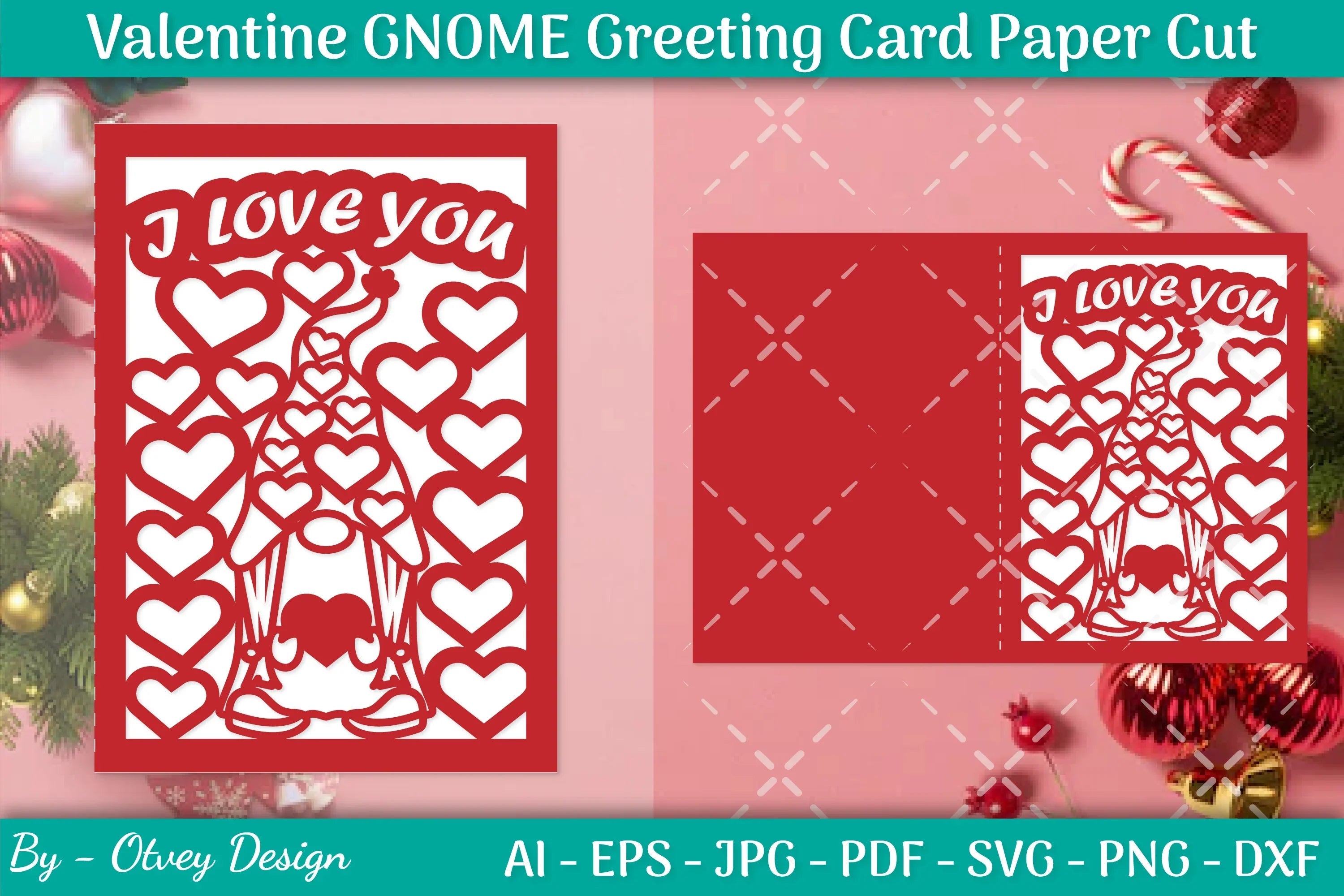 Valentine Gnome Greeting Card Papercut SVG Bundle - CraftNest - Digital Crafting and Art