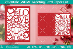 Valentine Gnome Greeting Card Papercut SVG Bundle - CraftNest - Digital Crafting and Art
