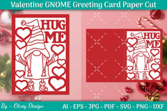 Valentine Gnome Greeting Card Papercut SVG Bundle - CraftNest - Digital Crafting and Art