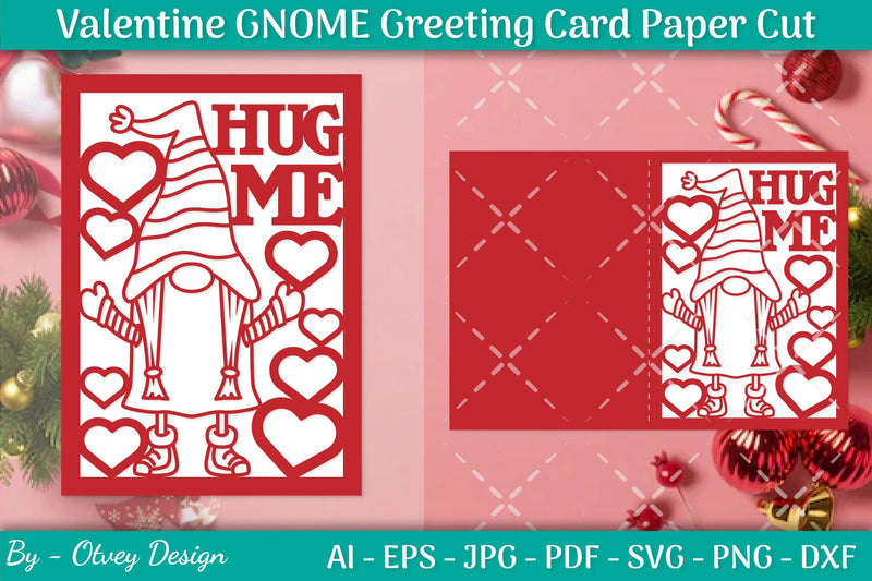 Valentine Gnome Greeting Card Papercut SVG Bundle - CraftNest - Digital Crafting and Art