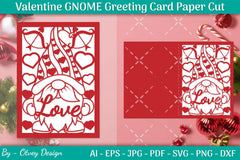 Valentine Gnome Greeting Card Papercut SVG Bundle - CraftNest - Digital Crafting and Art