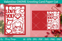 Valentine Gnome Greeting Card Papercut SVG Bundle - CraftNest - Digital Crafting and Art