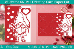 Valentine Gnome Greeting Card Papercut SVG Bundle - CraftNest - Digital Crafting and Art