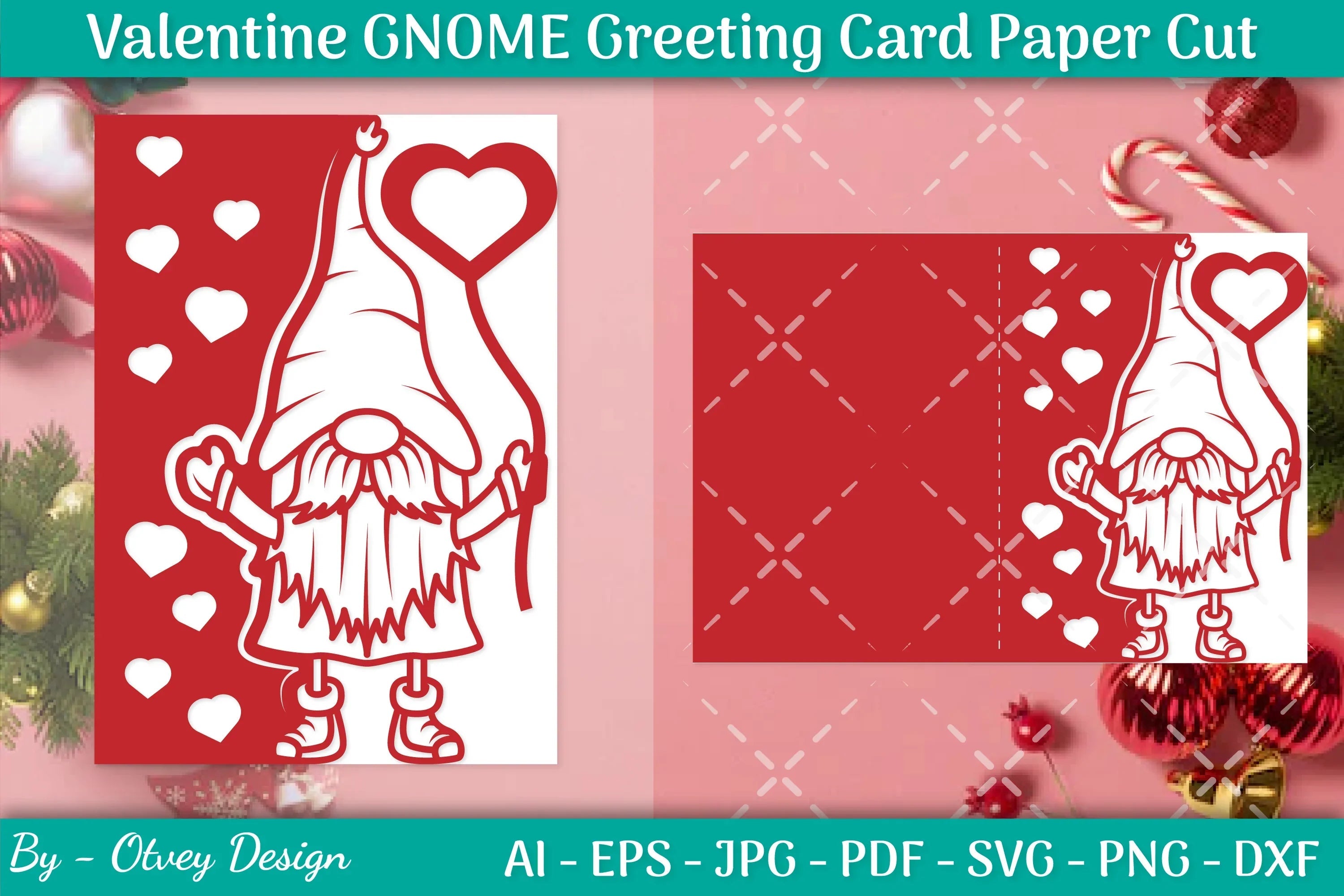 Valentine Gnome Greeting Card Papercut SVG Bundle - CraftNest - Digital Crafting and Art