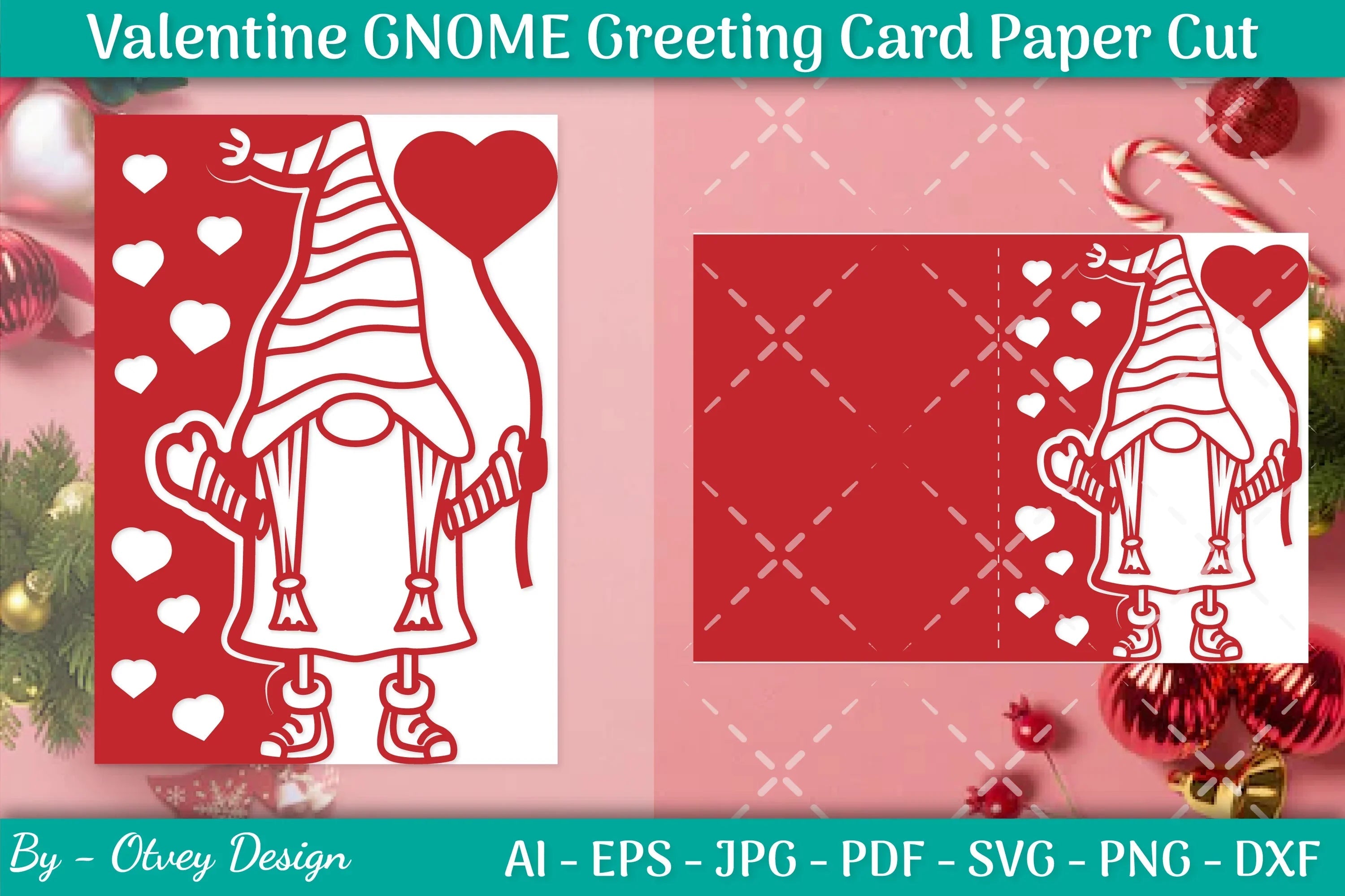 Valentine Gnome Greeting Card Papercut SVG Bundle - CraftNest - Digital Crafting and Art