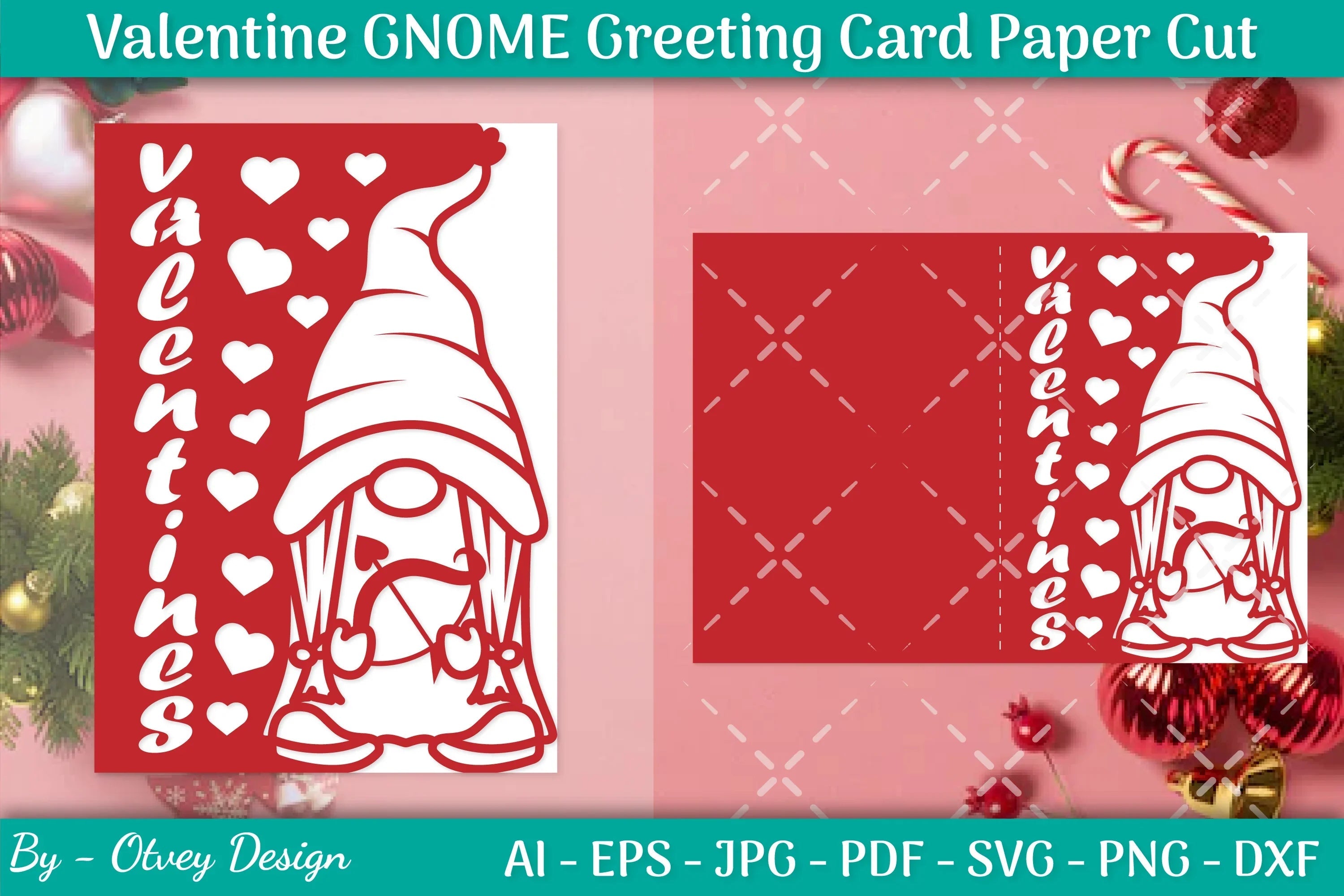 Valentine Gnome Greeting Card Papercut SVG Bundle - CraftNest - Digital Crafting and Art
