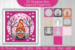 Valentine Gnome Shadow Box SVG Bundle - CraftNest - Digital Crafting and Art