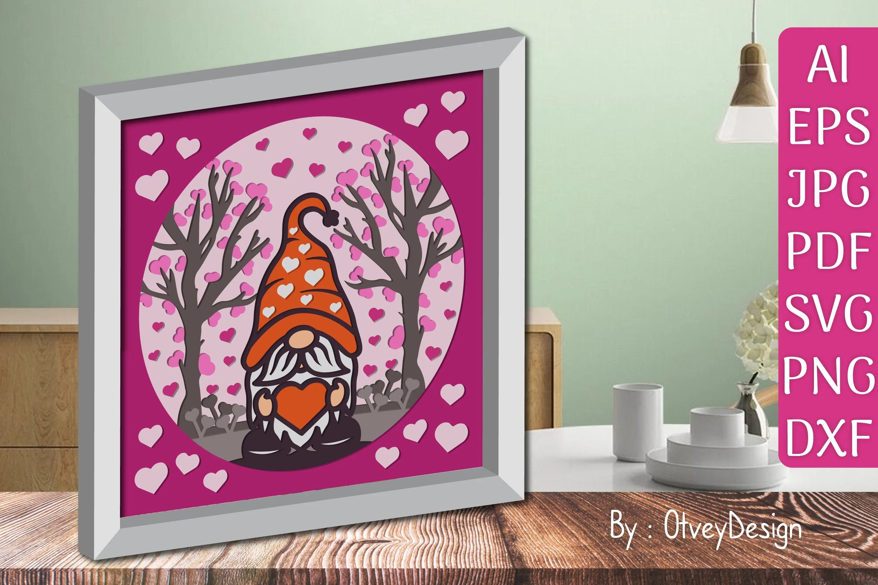 Valentine Gnome Shadow Box SVG Bundle - CraftNest - Digital Crafting and Art