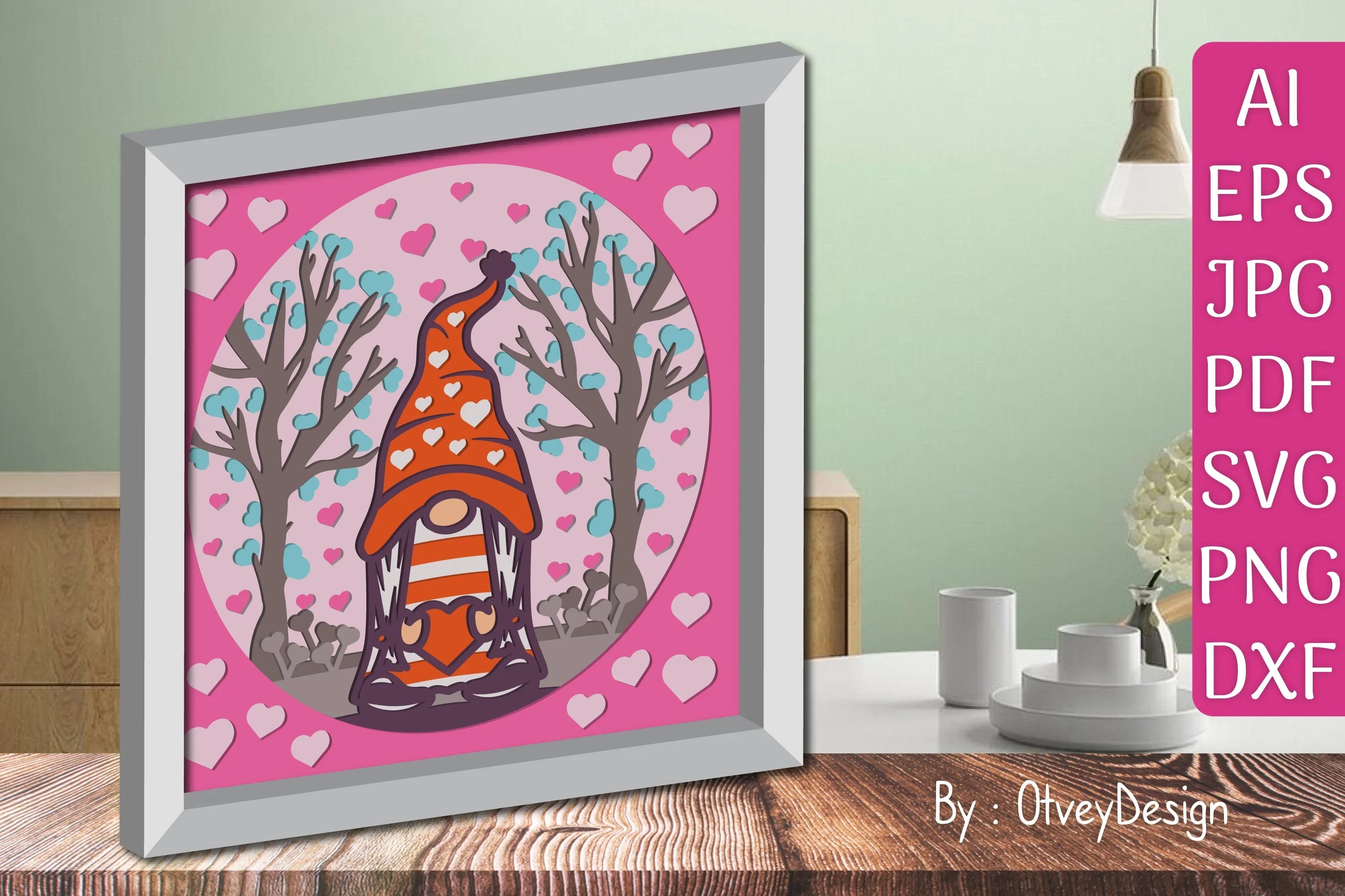 Valentine Gnome Shadow Box SVG Bundle - CraftNest - Digital Crafting and Art