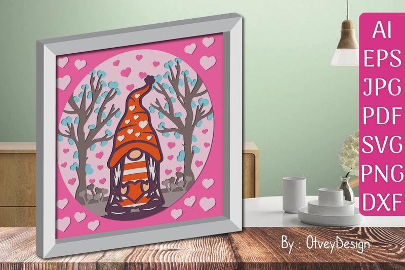 Valentine Gnome Shadow Box SVG Bundle - CraftNest - Digital Crafting and Art
