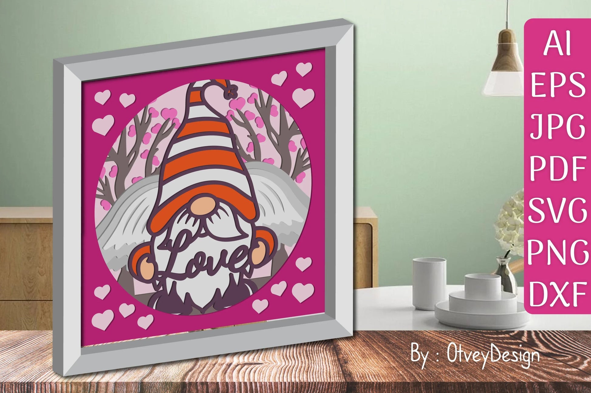 Valentine Gnome Shadow Box SVG Bundle - CraftNest - Digital Crafting and Art