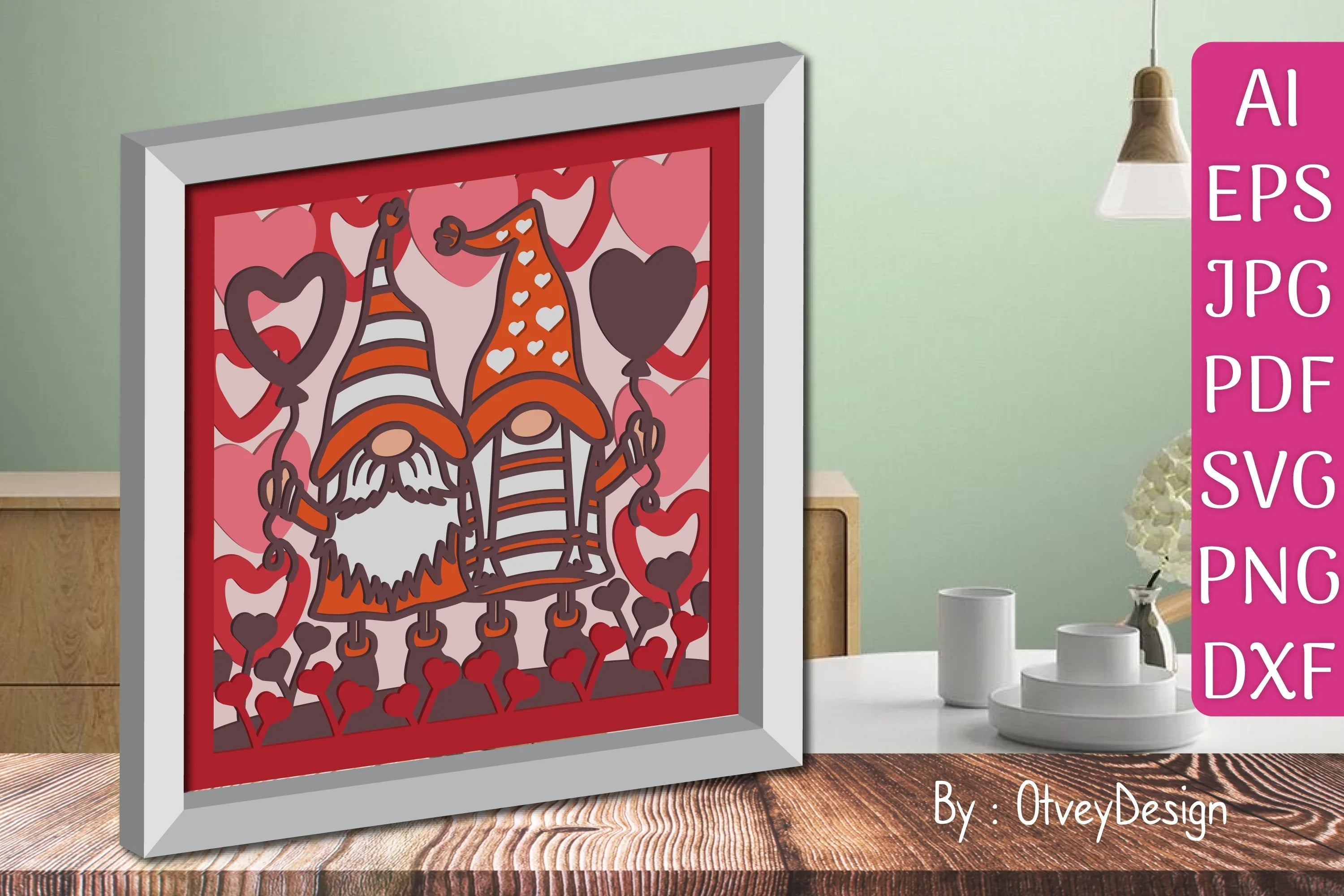 Valentine Gnome Shadow Box SVG Bundle - CraftNest - Digital Crafting and Art