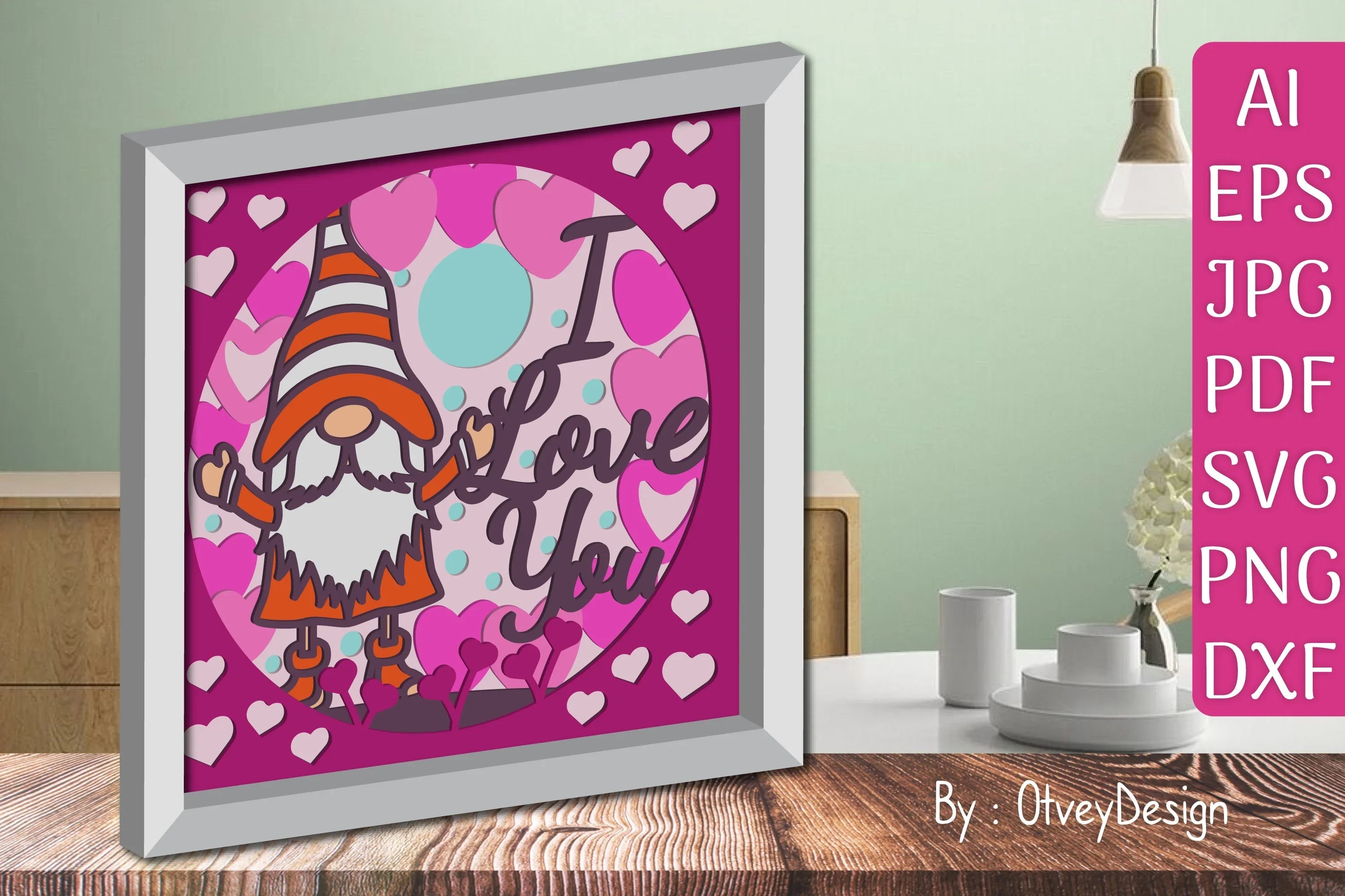 Valentine Gnome Shadow Box SVG Bundle - CraftNest - Digital Crafting and Art