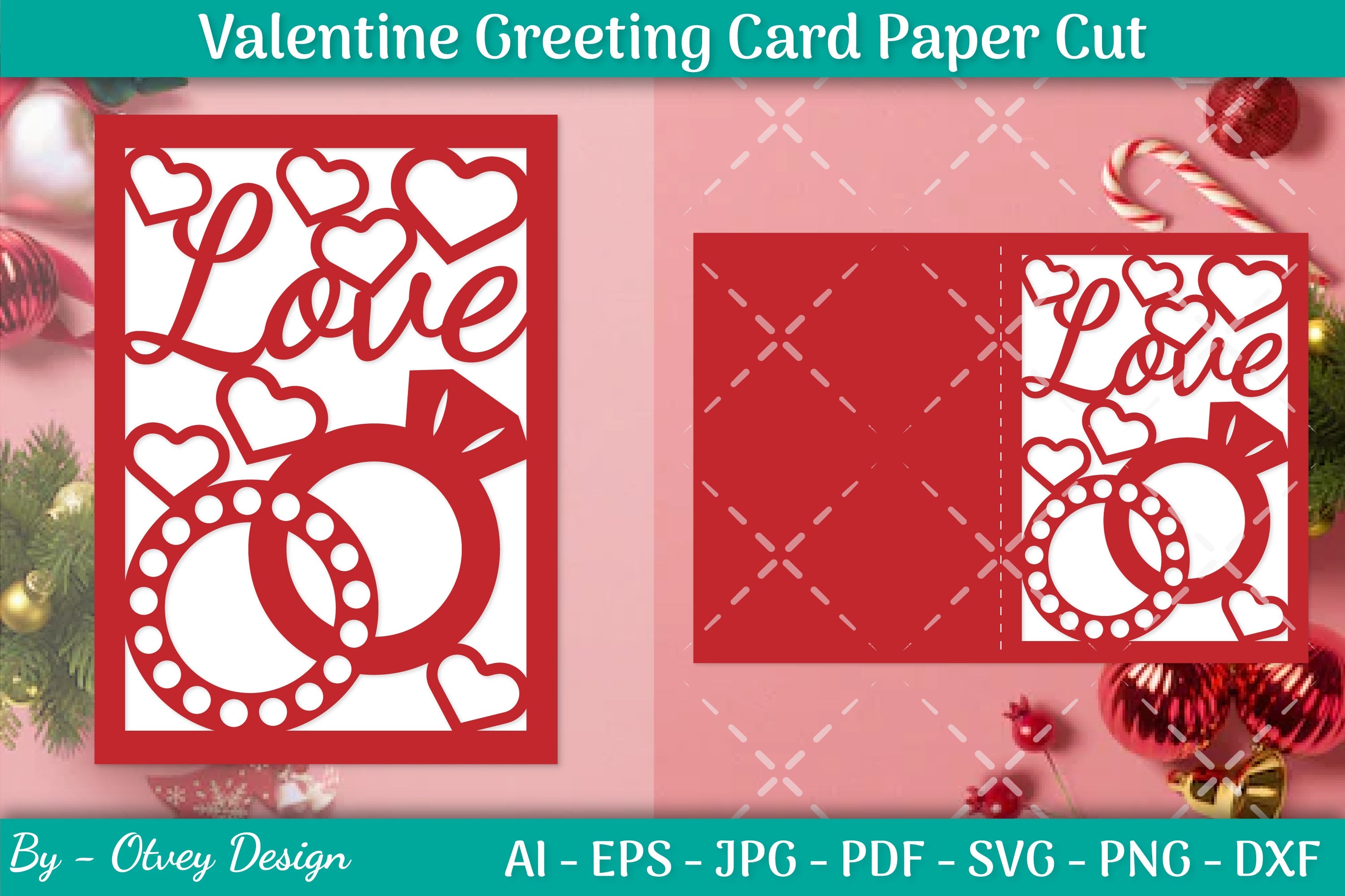 Valentine Greeting Card Papercut SVG Bundle