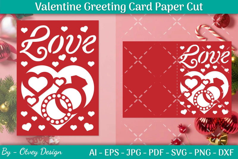 Valentine Greeting Card Papercut SVG Bundle - CraftNest - Digital Crafting and Art