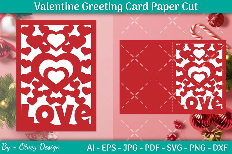 Valentine Greeting Card Papercut SVG Bundle - CraftNest - Digital Crafting and Art