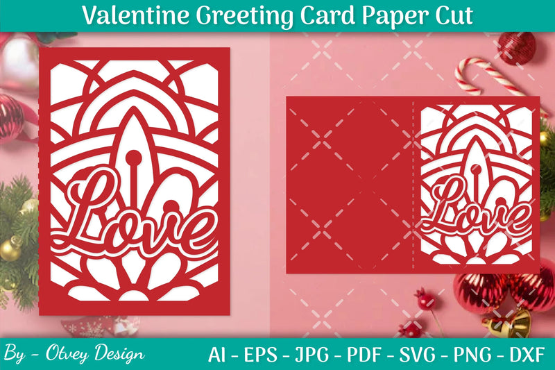 Valentine Greeting Card Papercut SVG Bundle - CraftNest - Digital Crafting and Art