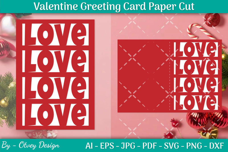 Valentine Greeting Card Papercut SVG Bundle - CraftNest - Digital Crafting and Art