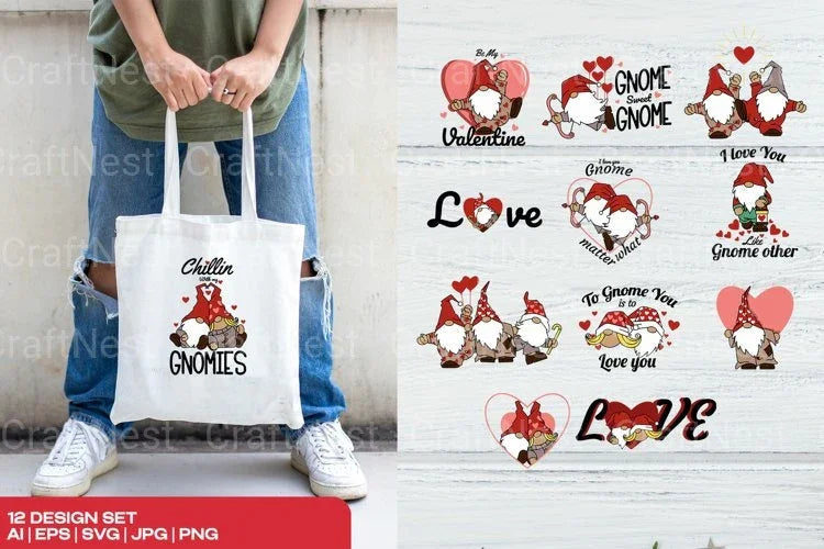 Valentine Gnomes SVG Bundle - CraftNest - Digital Crafting and Art