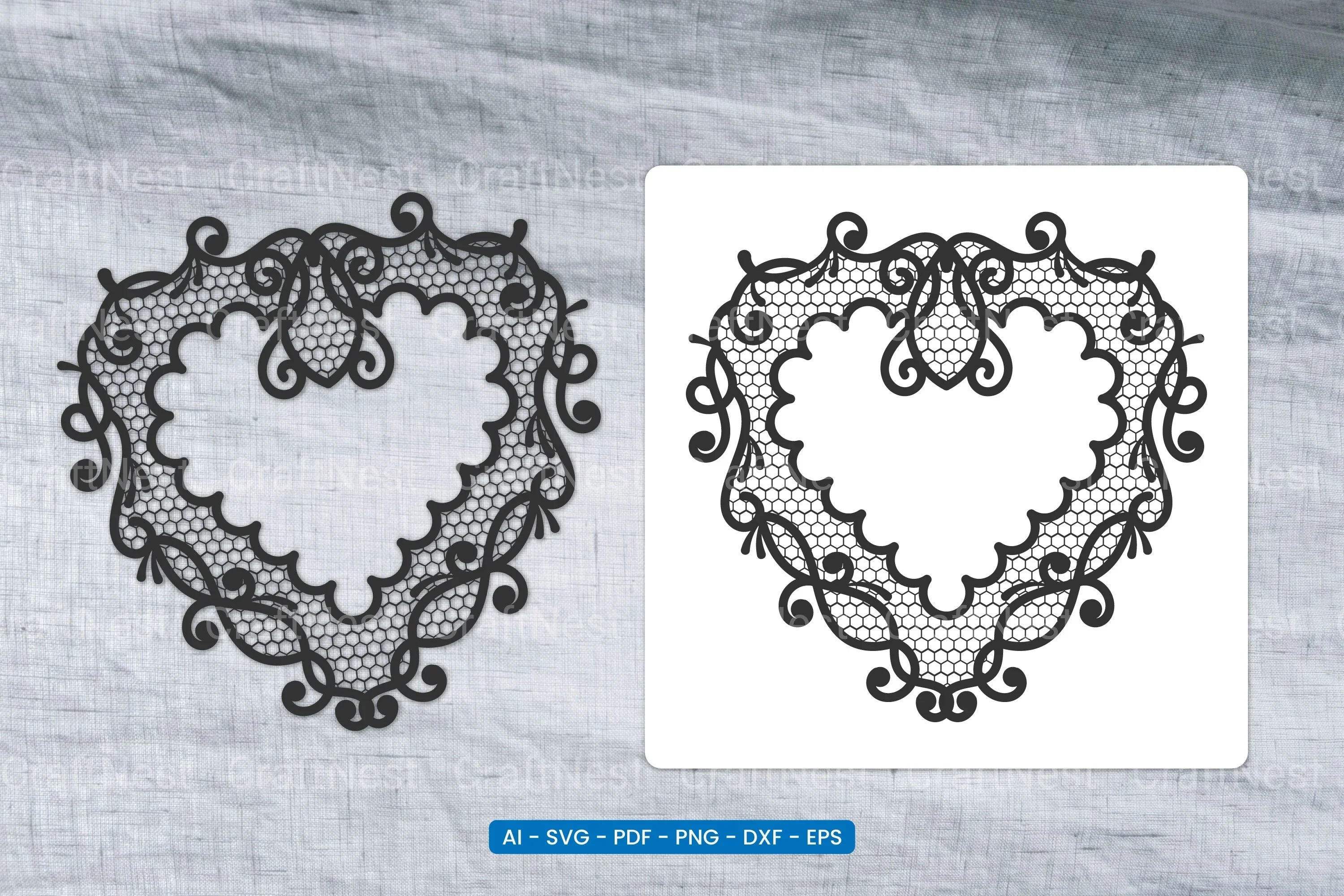 Valentine Lace Heart SVG Bundle - CraftNest - Digital Crafting and Art