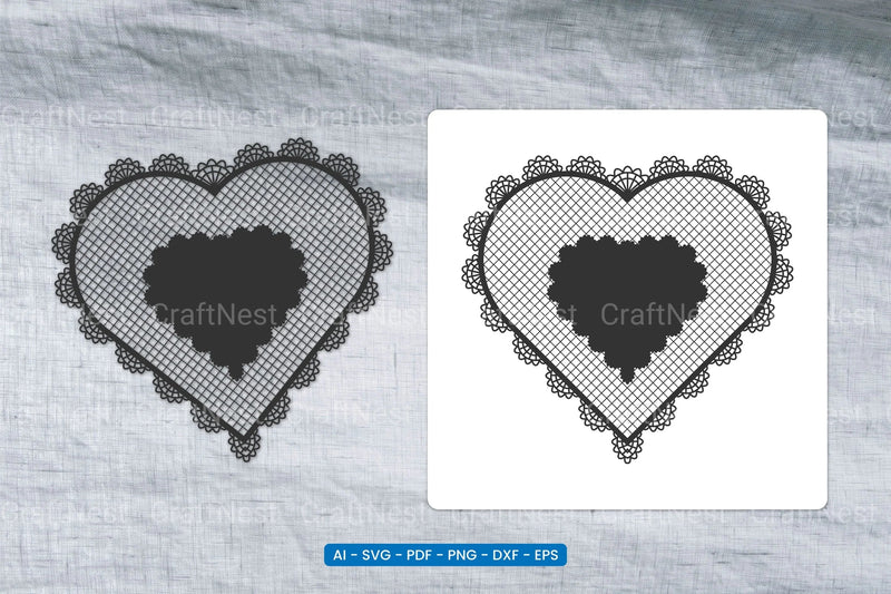 Valentine Lace Heart SVG Bundle - CraftNest - Digital Crafting and Art