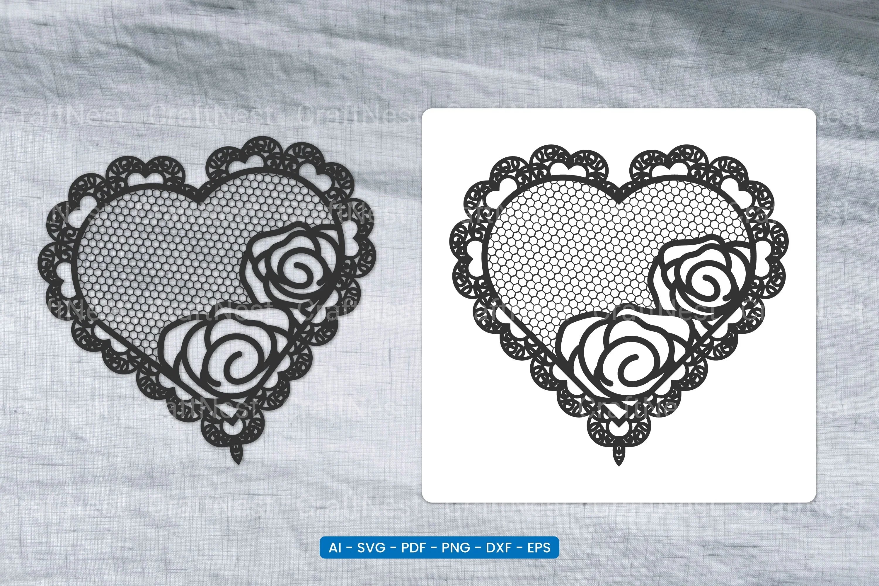 Valentine Lace Heart SVG Bundle - CraftNest - Digital Crafting and Art