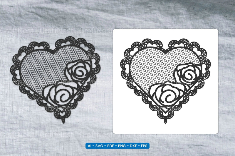 Valentine Lace Heart SVG Bundle - CraftNest - Digital Crafting and Art